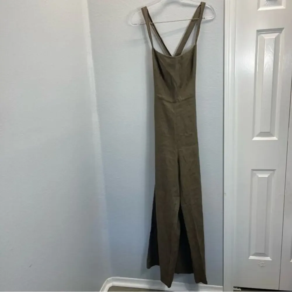 Reformation Autumn Linen Jumpsuit‎ Taupe Biball Open Back